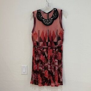 Tracy Reese Pink and Black Geometric Mini Dress